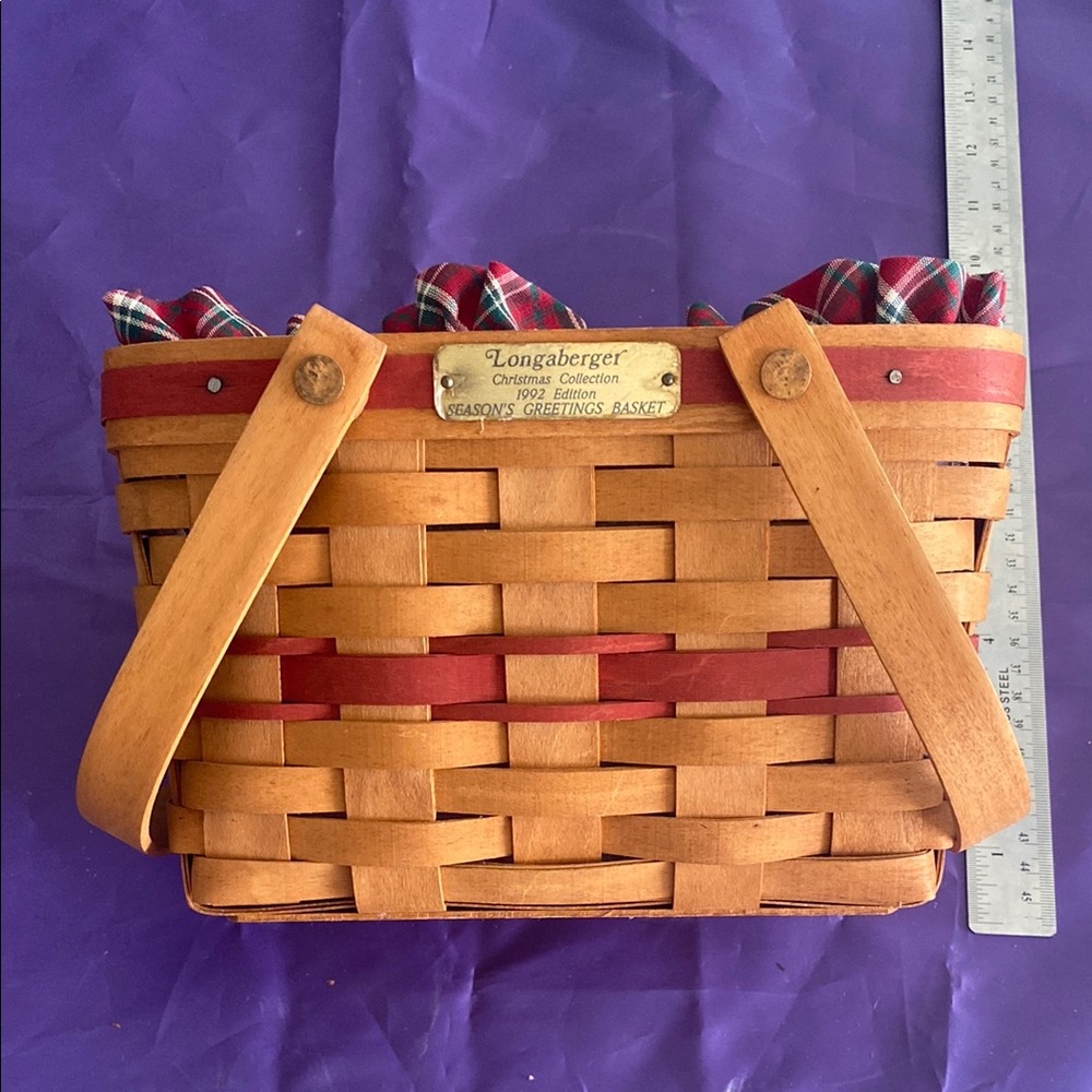 Longaberger Brown and Red Tote Bag